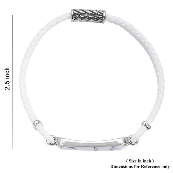 White Howlite Leather Bracelet | 8" Minimalist Stainless Unisex Magnetic NWT - Picture 8 of 13